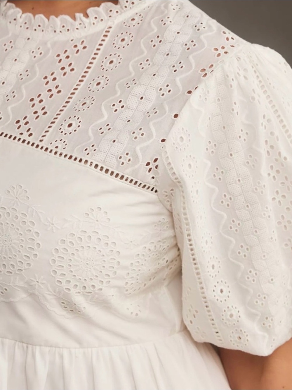 Anthropologie Forever That Girl Puff Sleeve Lace Babydoll Mini Dress M - Picture 4 of 9